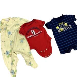 Lot of 4 Boys Newborn Sleeper St Louis Cardinals One Piece Sports Blanket Lot